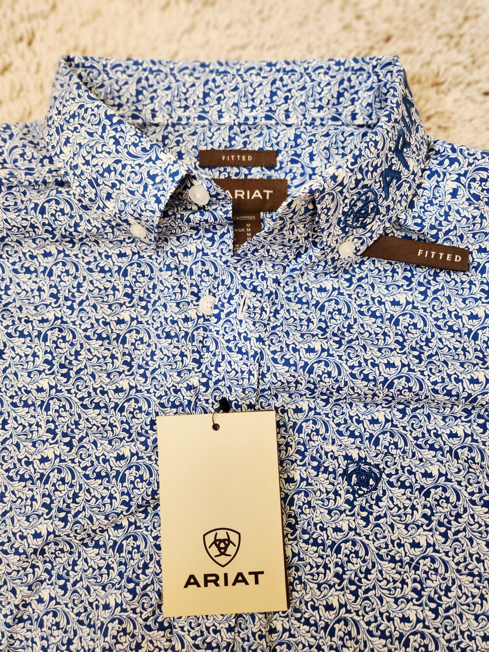 Ariat Men's Fitted Blue & White Floral Print Shirt